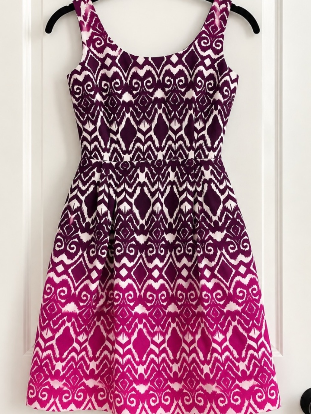 Ann Taylor 4T Tall Purple Pink Ikat Fit & Flare Dres